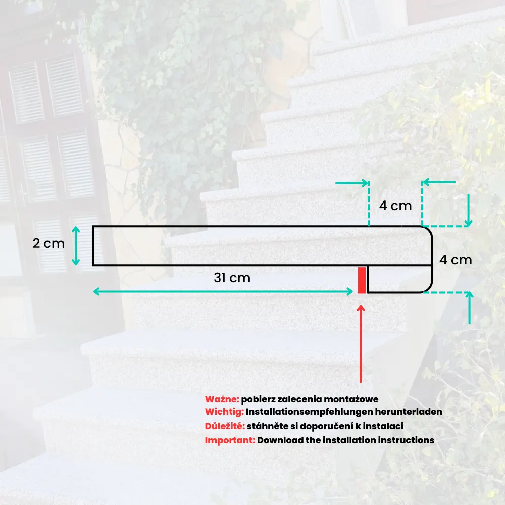 Stopnica granitowa G664 bullnose - 135x35x2 - obrazek 4